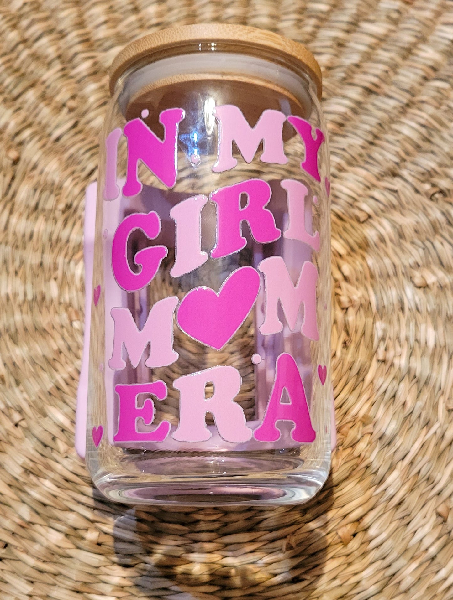 Pink In My Girl Mom ERA 16oz Glass Cup