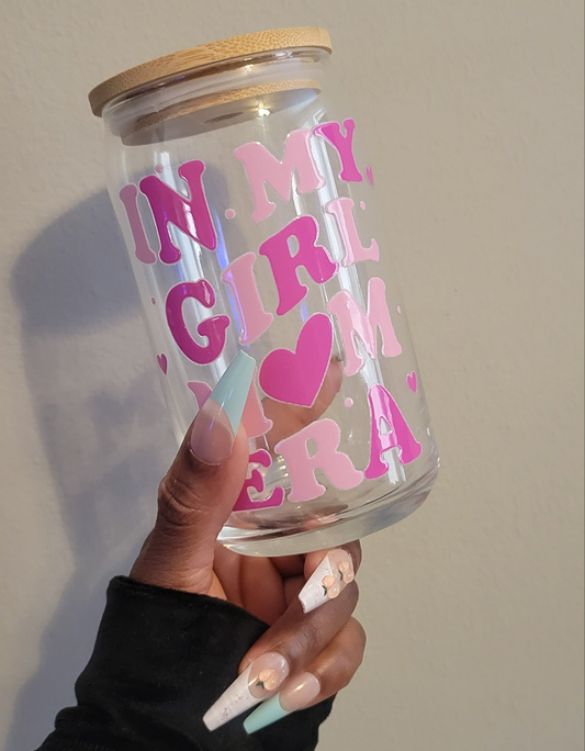 Pink In My Girl Mom ERA 16oz Glass Cup
