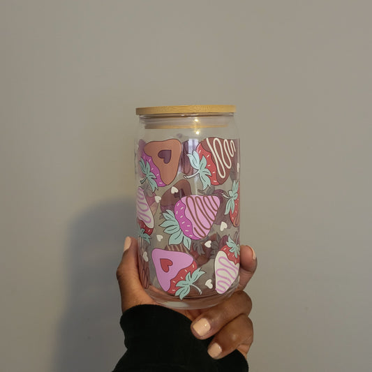 Chocolate-Covered Strawberry 16oz Glass Cup